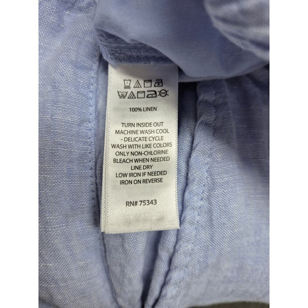 Tahari Cropped Wide Leg Pants 100% Linen Ice Blue Women XL EUC - Picture 5 of 5